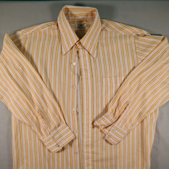 Vintage BVD 70s Neva Press Light Cotton Striped Mens Shirt Long Sleeve 16 1/2 34 - Picture 1 of 11